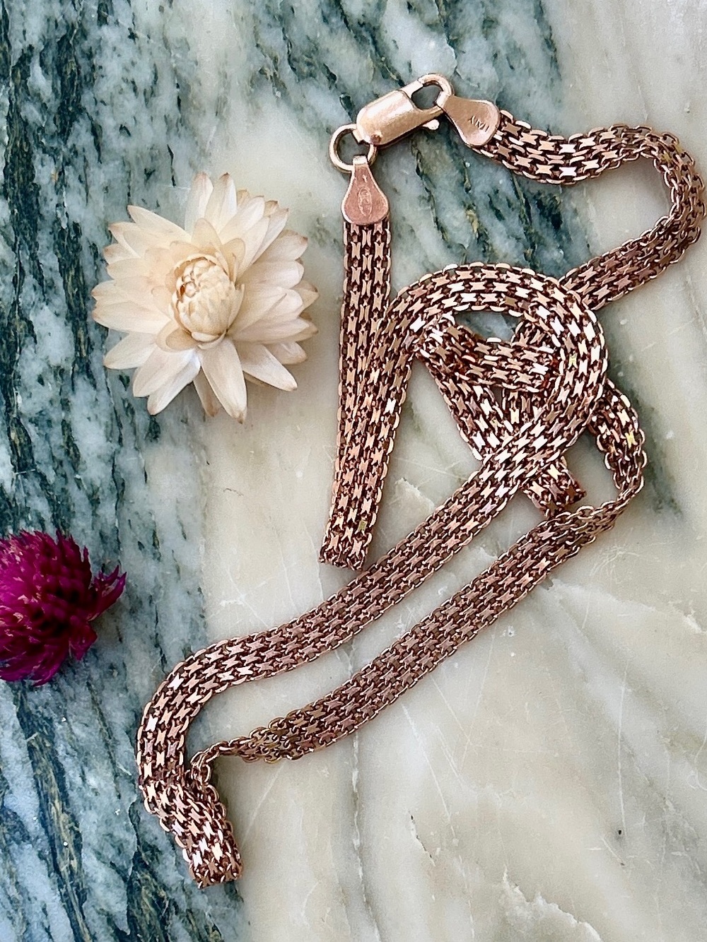 Rose Gold Silver Panther Link Necklace
